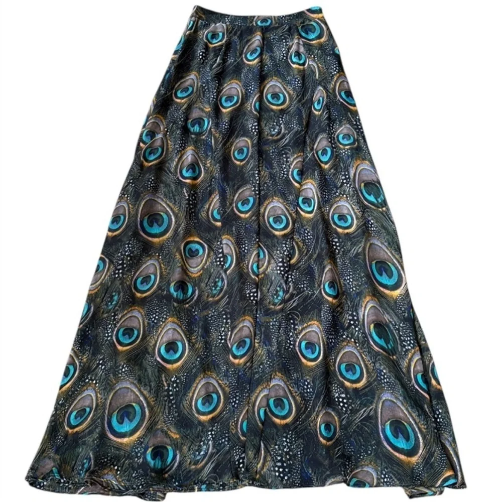 Like New Show Me Your Mumu Peacock Feather Maxi Skirt Size Small